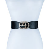 CHIC PU LEATHER RHINESTONE BUCKLE FASHION BELT