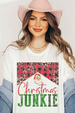 CHRISTMAS JUNKIE GRAPHIC PLUS SIZE TEE / T-SHIRT