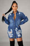 RIPPED DENIM JACKET DRESS