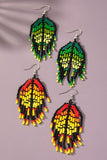 Boho seed bead feather drop earrings