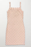 Checkered rib knit tank top dress