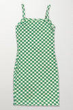 Checkered rib knit tank top dress