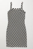 Checkered rib knit tank top dress