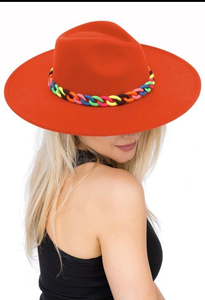 Rainbow Cuban Link Fedora