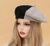 Stylish Two-Tone Beret Hat